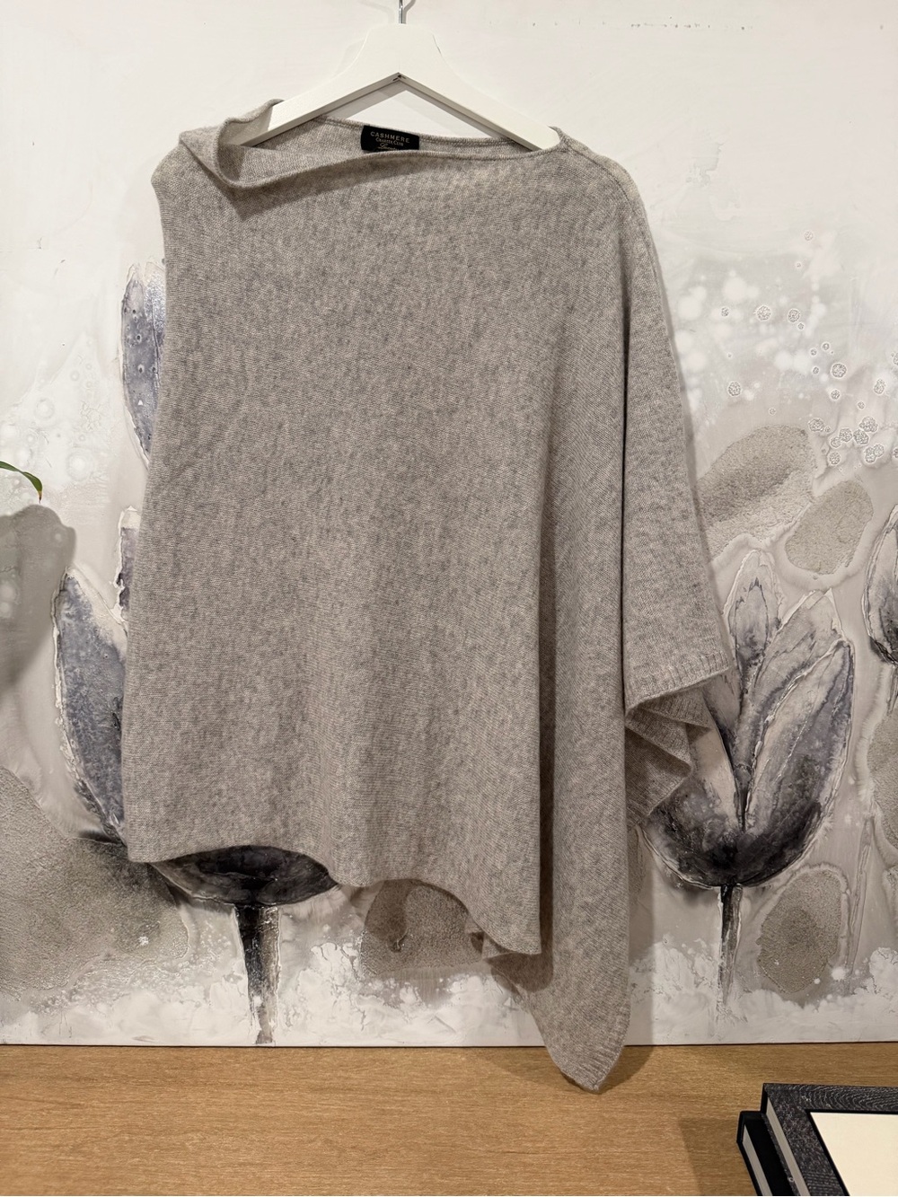 Charter Club Light Gray Cashmere Poncho Sweater